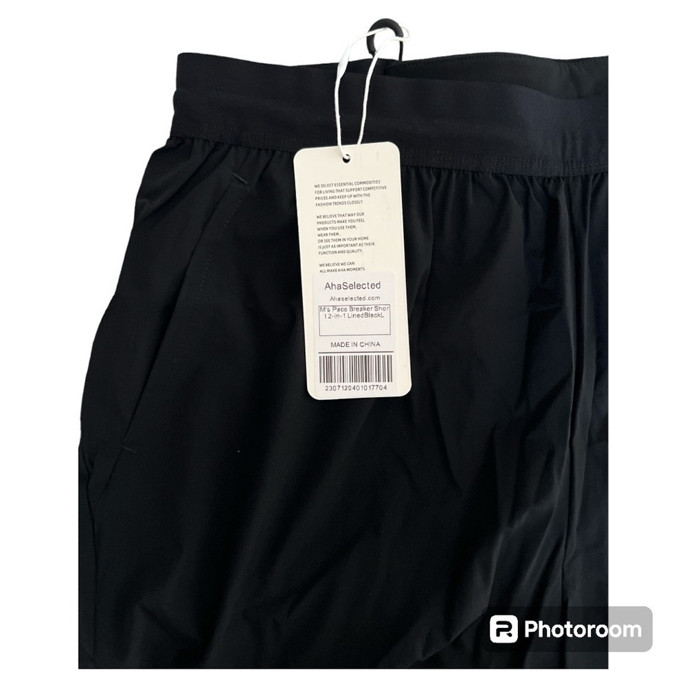 Aha Selected Men’s Pace Breaker Shorts 2-N-1 lined black size Large - Picture 7 of 7